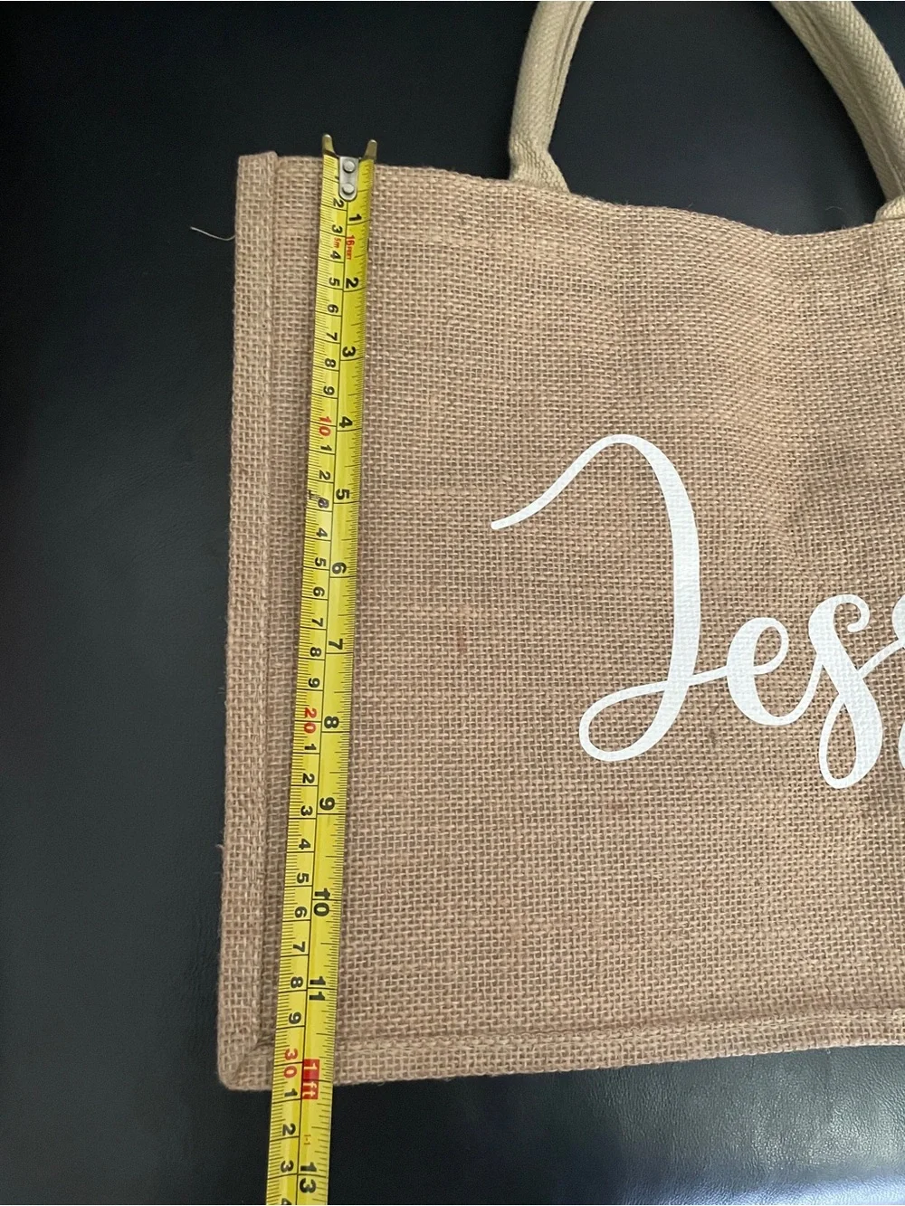 Personalized Jessi Natural Jute Tote Bag - nickname for jessica with heart i
